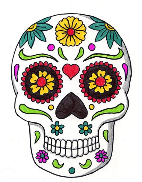 Colorful Day Of The Dead Skulls