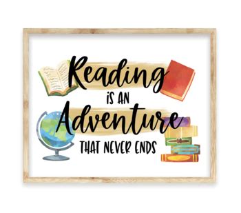 Reading Adventure Quote Poster, Classroom Library Decor Reading Sign