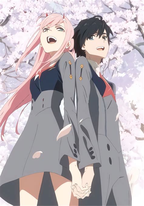 Zero Two Aesthetic Wallpaper : Darling In The Franxx Zero Two Hiro With Background Of Stars And ...