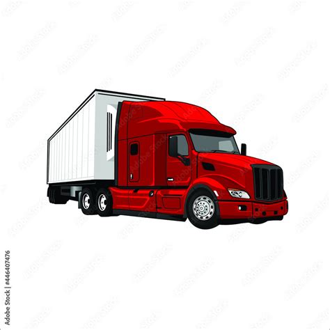 Tractor Truck Vector with Trailer Stock Vector | Adobe Stock