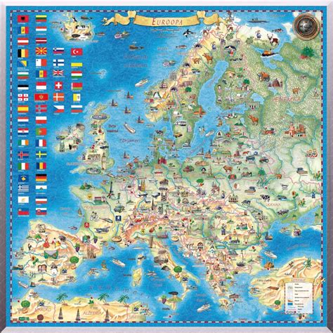 Modern Europe, pictorial map with all the important Landmarks [Large] : europe