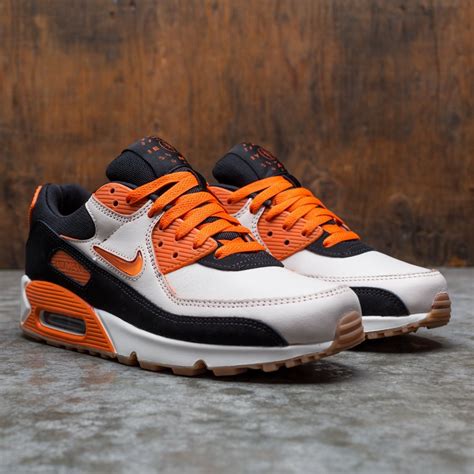 nike men air max 90 premium sail safety orange black gum med brown