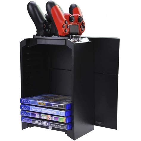 PS4 Charger Storage Tower with 12 Game Blue ray disc storage and Dual Charger for PlayStation 4 ...