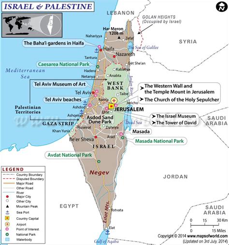 Map of Israel and Palestine, Israel Palestine Map