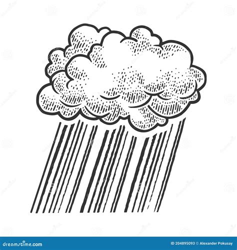 Cloud Rain Sketch Vector Illustration Stock Vector - Illustration of etching, artwork: 204895093