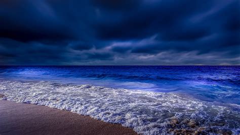 2560x1440 Sea Shore Waves At Night Time 4k 1440P Resolution HD 4k Wallpapers, Images ...