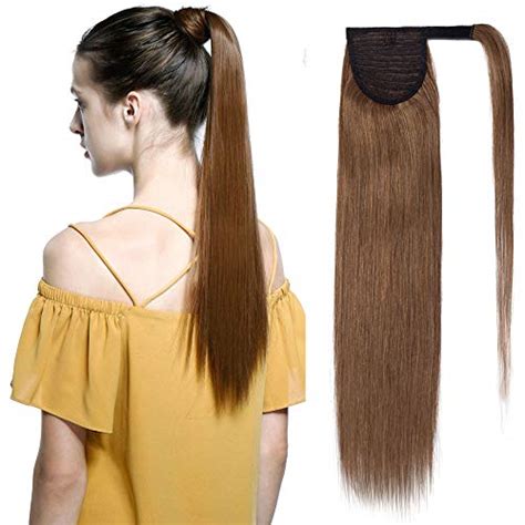 100% Remy Human Hair Ponytail Extension Wrap Around One Piece Hairpiece ...