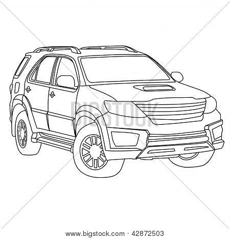 Suv Car Outline Vector & Photo (Free Trial) | Bigstock