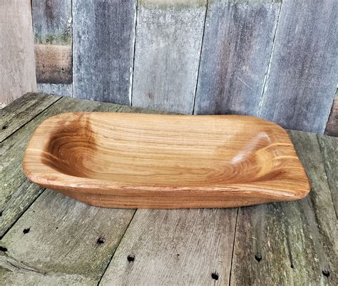 Hand carved wooden dough bowl / Rustic handmade wooden fruit | Etsy