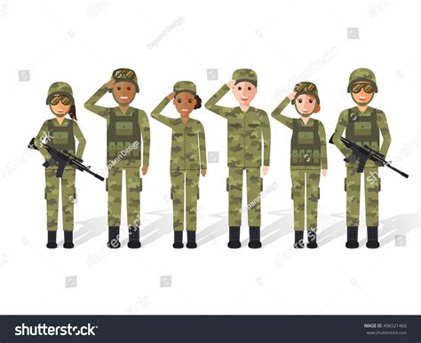 Group Army Military People Man Woman Stock Vector 496521460 - Shutterstock