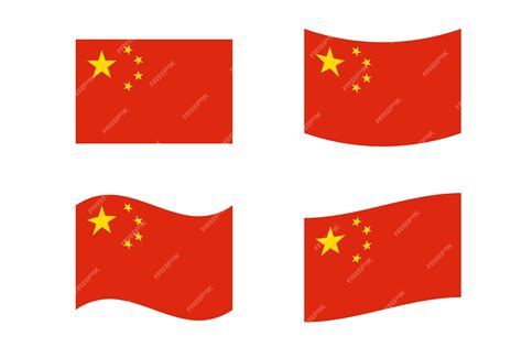 Premium Vector | Set of five starred red flag of china