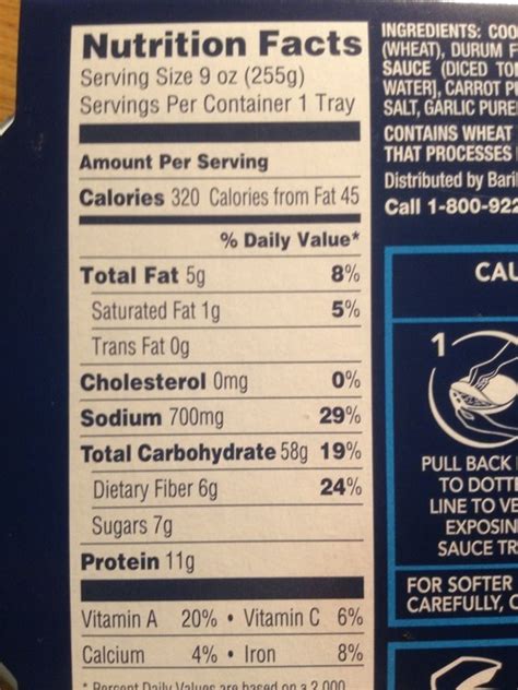 barilla pasta nutrition facts