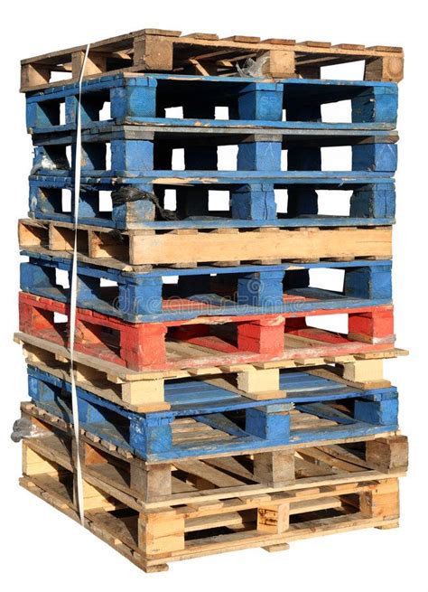 Stack of Wooden Pallets Isolated on White Background