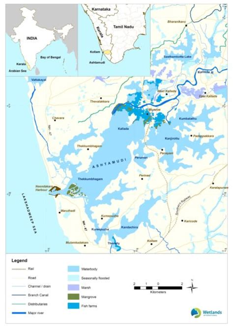 Ashtamudi - location Map - Wetlands International South-Asia