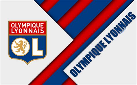 Download wallpapers Olympique Lyonnais, 4k, material design, logo ...