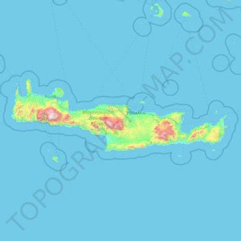 Crete topographic map, elevation, relief