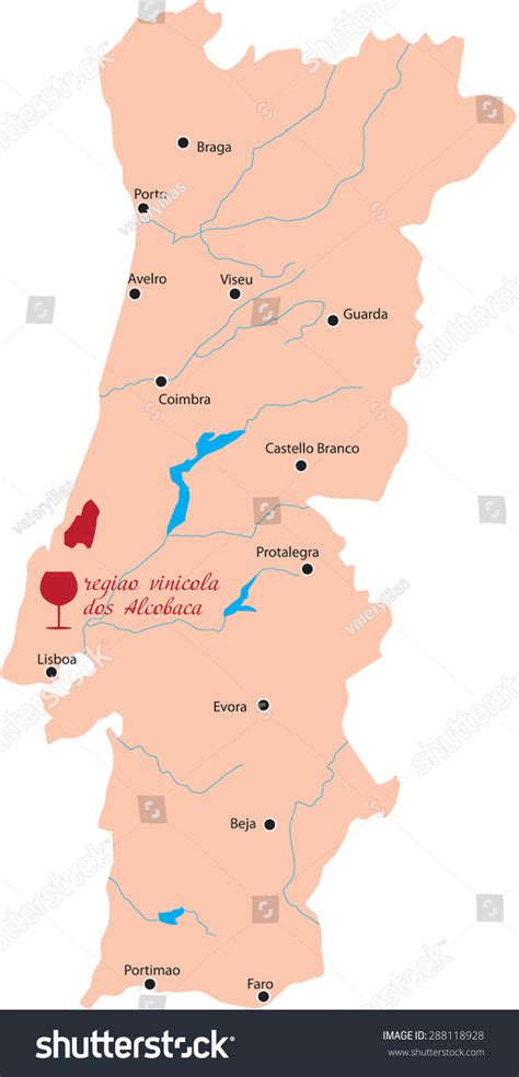 map region of Alcobaca in Portugal - Royalty Free Stock Vector 288118928 - Avopix.com