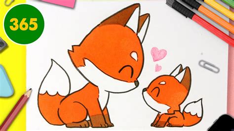 COMMENT DESSINER RENARD ET SON BÉBÉ KAWAII - dessins kawaii faciles - DESSINER DES ANIMAUX ...