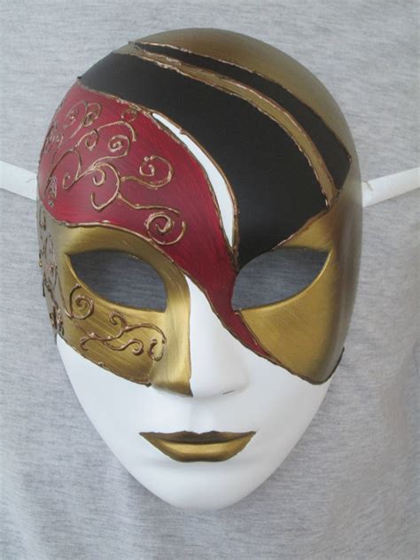 Full Face Masquerade Mask Red Black Bronze Colorful Volto Mask - Etsy