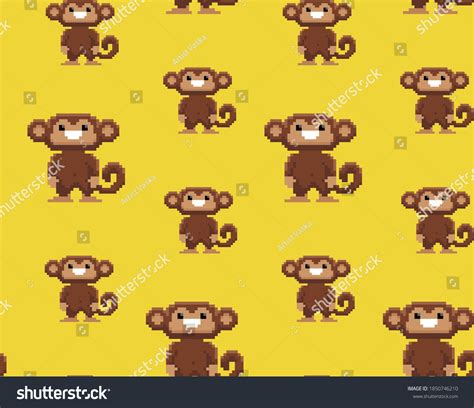 8 Bit Monkey Pixel Seamless Pattern Stock Illustration 1850746210 ...