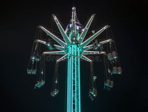 Carousel in the Luna Park of Genoa by Night, Italy Editorial Photo - Image of dark, contrails ...