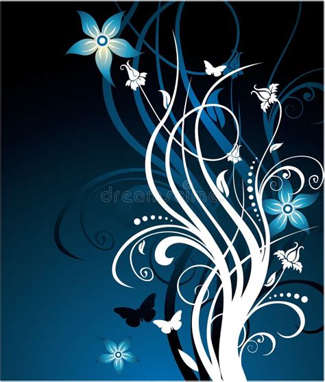 Dark blue floral pattern stock vector. Illustration of abstract - 6527980