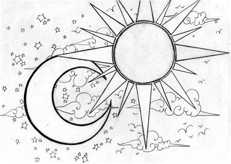 The Moon and the Sun | Sun and moon drawings, Moon drawing, Celestial sun and moon drawing