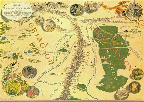 Illustrated map for The Hobbit by Pauline Baynes | The hobbit, The hobbit movies, Middle earth map