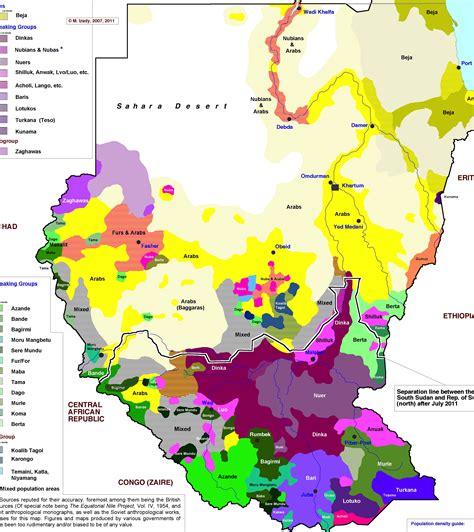 Ethnic/linguistic map of Sudan and South Sudan