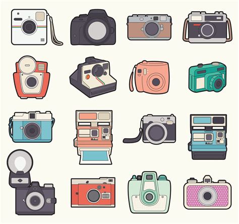 Camera Clip Art, Camera Drawing, Stickers Kawaii, Cute Stickers, Weihnachten Vektor, Photo ...