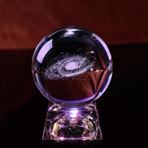 New 3D Laser Carving Galaxy Crystal Ball Miniature Model Crystal Craft Ball Decorations Glass ...