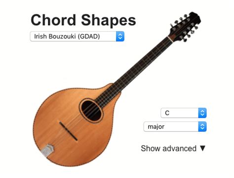 Irish Bouzouki: chords.cc - chord shapes for Irish bouzouki