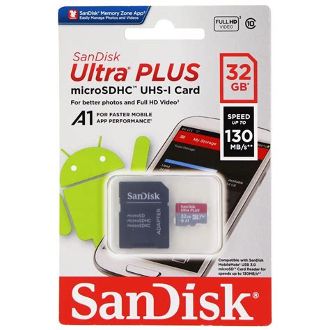 SanDisk Ultra Plus microSDHC UHS-1 Memory Card with Adapter - 32GB (130MB/s) | Walmart Canada