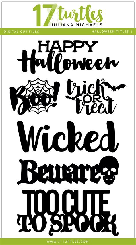 Happy Halloween Titles and Fonts with Digital Cut Files Included - 17turtles