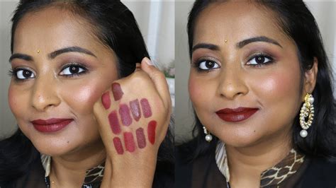 Top 10 Best Wine, Deep Red, Muted Red, Deep Lipsticks | Indian Brown Skin Tone - YouTube