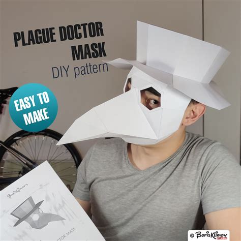 Plague Doctor Mask With Hat DIY 3d Paper Craft Digital - Etsy