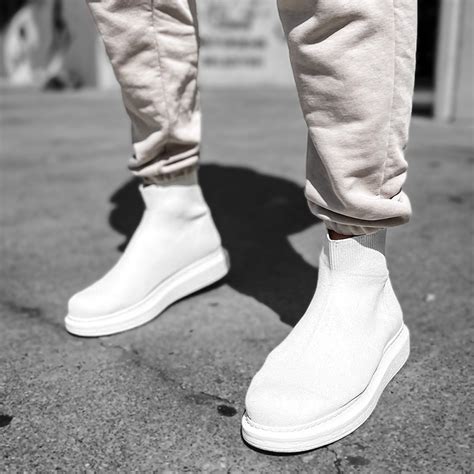 Mens High Top Sneakers - White - 207