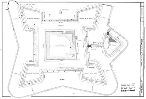 Plan Drawing of Castillo de San Marcos Upper Deck, 1987 | ClipPix ETC: Educational Photos for ...