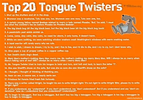 Top 20 Tongue Twisters: Poster