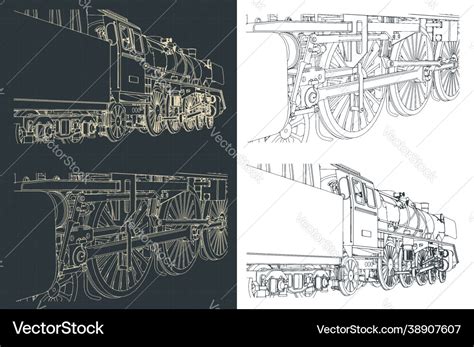 Steam locomotive close-up Royalty Free Vector Image