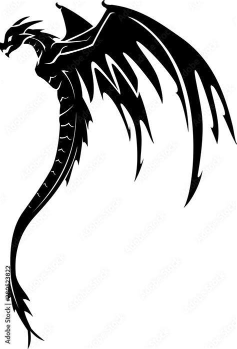 Black Dragon Side View Silhouette Stock Vector | Adobe Stock