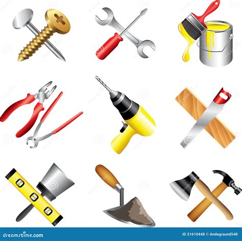 Construction Tools Icons Detailed Set Stock Vector - Image: 31610448