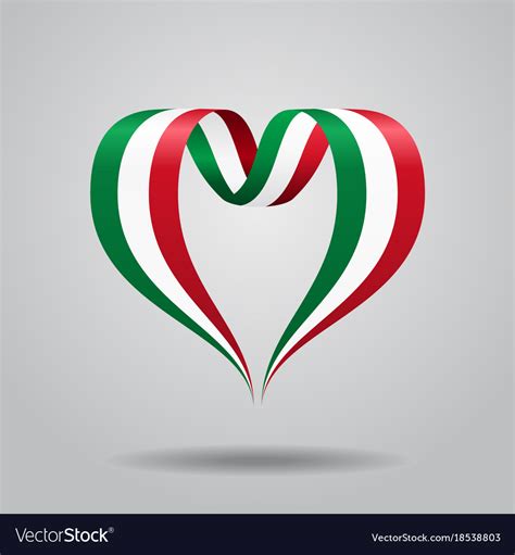 Italian flag heart-shaped ribbon Royalty Free Vector Image