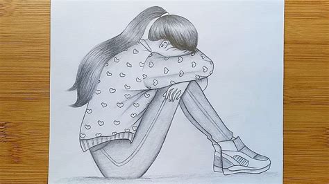 Hipster Drawings, Sad Drawings, Girl Drawing Sketches, Girl Sketch, Pencil Art Drawings, Art ...