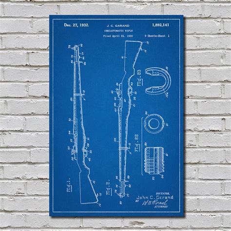 M1 Garand (Blueprint) - Gun Patent Prints - Touch of Modern