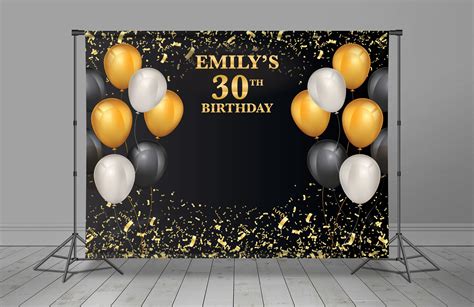 Black Gold Balloons Backdrop Banner Birthday - Etsy | Black and gold balloons, Banner backdrop ...