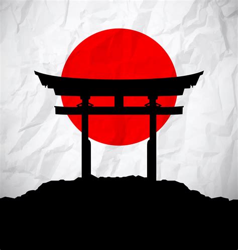 Japan flag as sunrise with japan gate 274555 Vector Art at Vecteezy