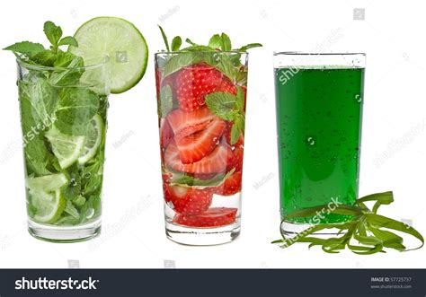 Collection Set Of Refreshments Drinks Isolated Over White Background ...