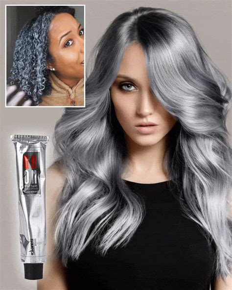 Light Gray Color Natural Permanent Hair Dye Cream Smoky Gray Punk Style Light Grey Silver ...