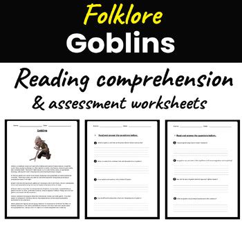 Goblins Folklore Reading comprehension & Worksheets. Mythical Creatures.